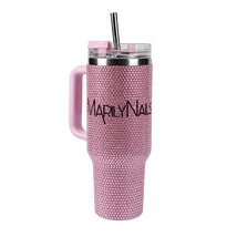 MN Strasszos Tumbler - Kulacs szívószállal - rózsaszín