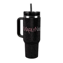 MN Strasszos Tumbler - Kulacs szívószállal - Fekete