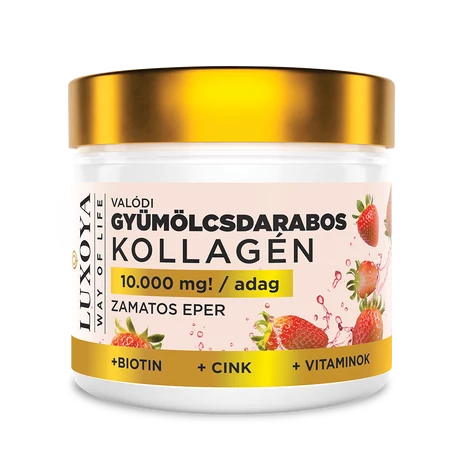 Luxoya Gyümölcsdarabos Kollagén Italpor 300 g - Zamatos eper