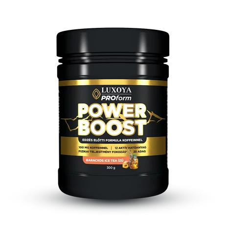 Luxoya Power Boost (Edzés előtti Italpor) 300 g - Barackos Ice Tea ízű 