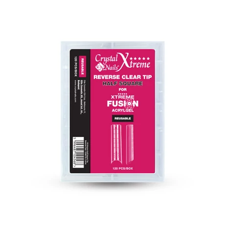 CN Half Square Reverse Clear Tip (Xtreme Fusion Akrilzseléhez) - 120 db