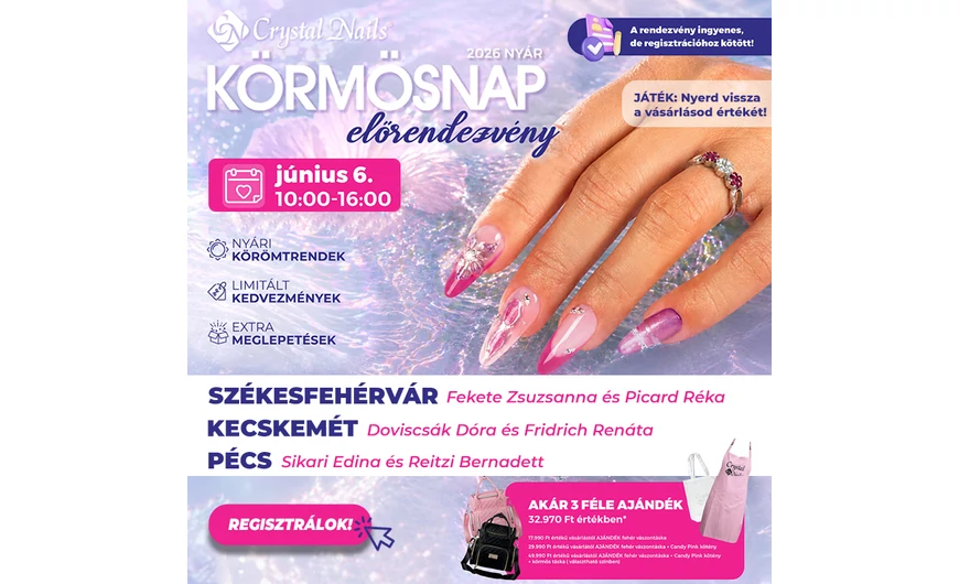 Szeretettel meghívunk Crystal Nails 2026 Nyár Körmösnap rendezvényünkre!